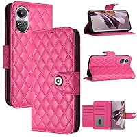XYX Wallet Case for Oppo Reno10/Reno10 Pro 5G, 7 Card Slots Shockproof TPU Inner Cases Button Closure PU Leather Flip Folio Cover with Wrist Strap, Rose