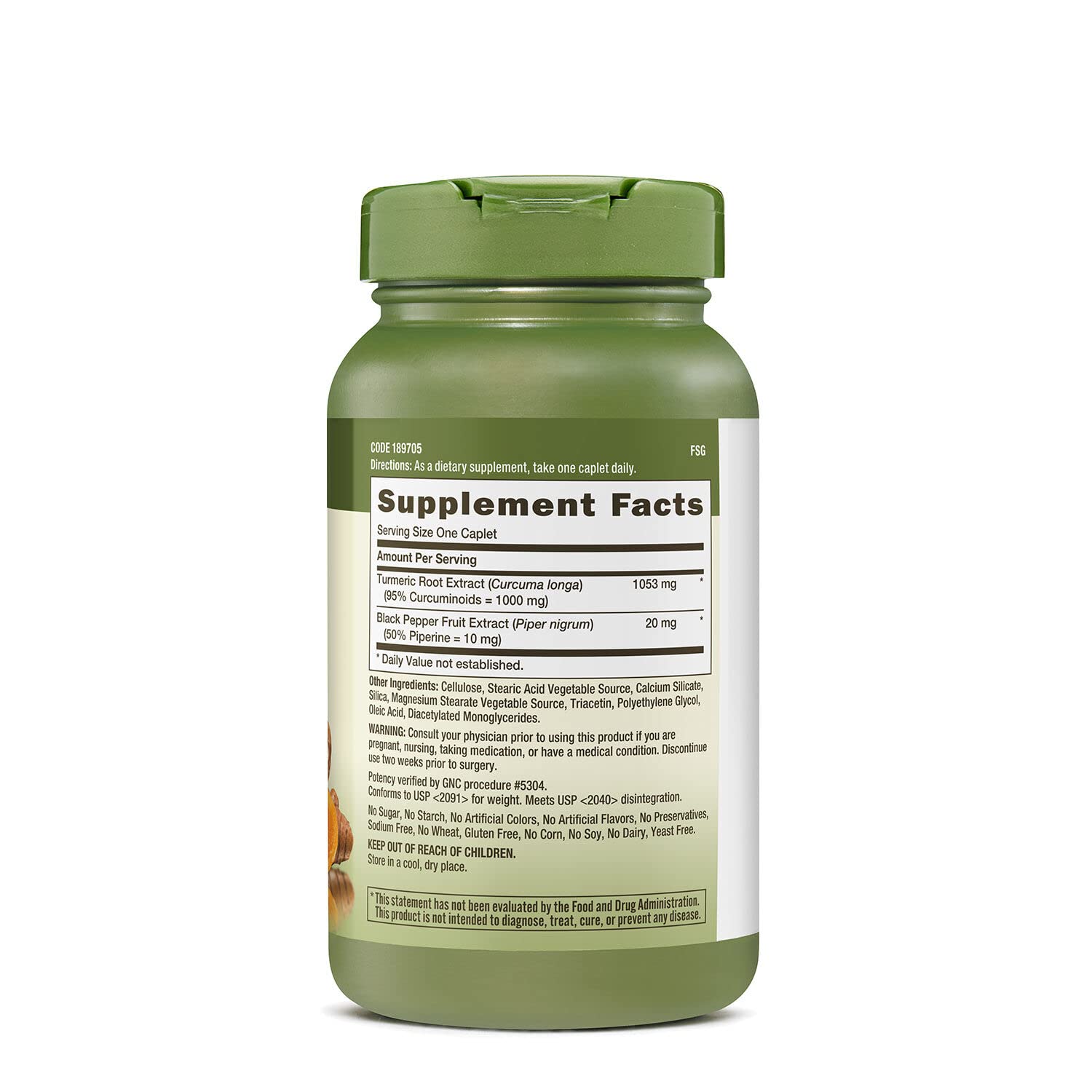 GNC Herbal Plus Turmeric Curcumin 1000mg Extra Strength, 120 Caplets, Provides Antioxidant Support