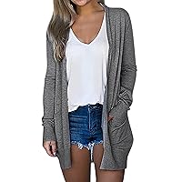 Solid Oversized Coats For Women Pockets Long Sleeve Cardigan Outwear Open Front Fall Winter Spring Clothes Daily