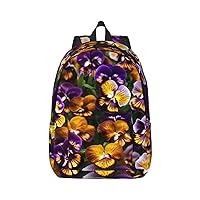 Pansy Perfection Print Canvas Laptop Backpack Outdoor Casual Travel Bag Daypack Book Bag For Men Women
