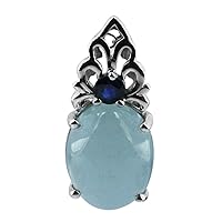 Carillon Milky Aquamarine Natural Gemstone Oval Shape Pendant 925 Sterling Silver Party Jewelry