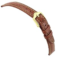 12mm Hirsch Country Tan Genuine Leather Padded Stitched Watch Band Regular