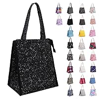 iknoe Lunch Bag Insulated Lunch Bags for Women & Men, 9L Reusable Lunch Tote, Portable Adult Thermal Large Lunch Cooler for Work Picnic Beach (Bright Black)