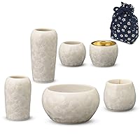 Buddhist Tools Kyoto Flower Crystal II 6-Piece, Kiyomizu Pottery, White Snow, Small Items Included Buddha Set, 普通サイズ