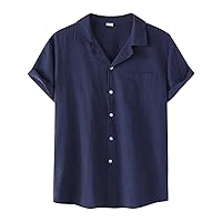 Short Sleeve Shirts for Men,Plus Size Summer Button Solid Shirt Casual Fashion Tees T Shirt Blouse Top