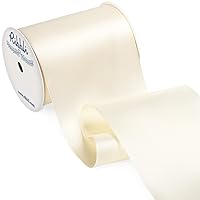 Ribbli Ivory Satin Ribbon 4 Inch Wide Ivory Ribbon for Wedding Chair Sash Grand Opening Ceremony Big Bows Gift Wrapping Floral Crafts Cake Decor-Double Faced Satin Continuous 10 Yards