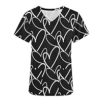 Juniors Work Scrub Tops Short Sleeve Blouse for Women Vneck Loose Fit Long Fall Summer Shirts 2024 Trendy