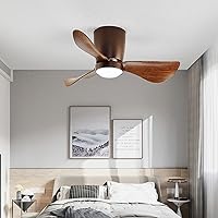 Bellastein LED Ceiling Fan with Lighting and Remote Control for Children's Room Ceiling Fan Lights Bedroom Ceiling Fan with Remote Control Quiet for Summer and Winter (Brown)
