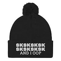 SKSKSK and I OOP Hat (Embroidered Pom-Pom Beanie) Funny Meme Gift