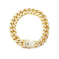 Cuban Link Chain for Men Women 20mm Gold Silver Plated Bling Miami Cuban Bracelet Anklet Bangle Diamond Chain Iced Out Hip Hop Jewelry