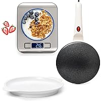 Moss & Stone Electric Crepe Maker With Auto Power Off, Portable Crepe Maker & Non-Stick Dipping Plate, On/Off Switch, Nonstick Coating & Automatic Temperature Control, Bundle With Digital Kitchen Scal