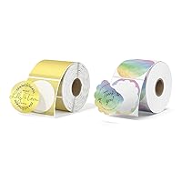 MUNBYN Flower Thermal Label Stickers and Gold Transparent Thermal Stickers