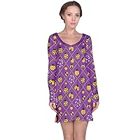 CowCow Womens Nightgown Bee Honeycombs Honey Insect Ladybugs Polka Dots Pattern Long Sleeve Nightdress