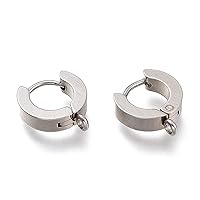 Pandahall 10pairs 304 Stainless Steel Huggie Hoop Earrings Platinum 11mm Round Lever Back Earring Components Findings for Men Women Earrings Making DIY Crafts Gifts