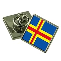 Åland Islands Flag Lapel Pin Badge 18mm Square Select Gifts Pouch
