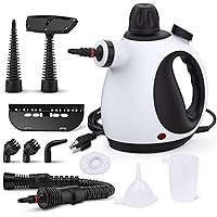 Handheld Steam Cleaner, Steam Cleaner for Home with 10 Accessory Kit, Multipurpose Portable Upholstery Steamer Cleaning with Safety Lock to Remove Grime, Grease, and More, White