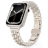 Slim Metal Watch Bands Compatible With Apple Watch 41mm 40mm 38mm 45mm 42mm 44mm 49mm, Thin Stainless Steel Chain Link for Women iWatch Series 9/8/7/SE/Ultra/6/5/4/3/2/1