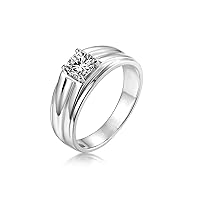Gualiy Moissanite Ring Bands for Women White Gold, Wedding Rings Jewelry 14K White Gold 4-prong with Moissanite 0.8 carat Size J 1/2-V 1/2