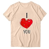 I Love You Letter Shirt Women Mother's Day Tops Cute Love Heart Graphic Casual T-Shirts Short Sleeve Mama Gift Tees