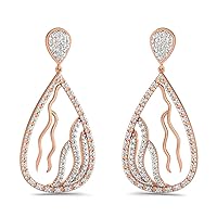 VVS Certified Latest Circle Style Earrings 1.64 Ctw Natural Diamond With 14K White/Yellow/Rose Gold Drop Earrings