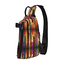 Colorful Wood Print Crossbody Backpack Cross Pack Lightweight Sling Bag Travel, Hiking