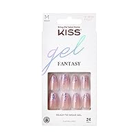 KISS Gel Fantasy, Press-On Nails, Nail glue included, Winter Sparks', Light Purple, Short Size, Coffin Shape, Includes 28 Nails, 2G Glue, 1 Manicure Stick, 1 Mini File
