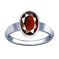 9.25-9.50 Carat Hessonite Gomed Gemstone Silver Plain Design Ring For Men & Women