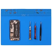 Premium Heat Resistant 932°F Silicone Soldering Mat, Blue Magnetic Electronics Repair Mat for Cell Phone, Laptop Repair, BGA Soldering Gun Iron Workbench Protection 13.8''x9.8''