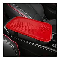 Car Center Console Pad, 11.61''×7.68'' Carbon Fiber Leather Auto Front Seat Armrest Box Covers, Universal Waterproof Seat Arm Rest Protector Cushion Pad for Cars SUVs (Red)