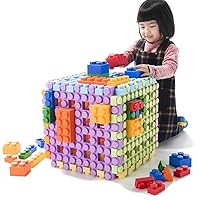 UNiPLAY Large Waffle Soft Building Blocks — Cube Puzzle for Cognitive Development, Early Learning Education and Sensory Play for Ages 3 Months and Up (6-Piece Set)