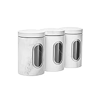 Kitchen Canisters Food Storage- Modern Kitchen Decoration of Canister Set with Multiple Preservation Purposes by Tight Sealed Lids, Good for Wedding Gifts Kitchen Canisters Set of 3, Marble White