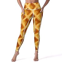 Food Waffle Women's Yoga Pants Leggings with Pockets High Waist Compression Workout Pants