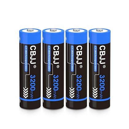 CWUU 18650 Rechargeable Battery 3.7V Rechargeable 18650 Li-ion Batteries 3200mAh (Button top, 4 Pack Blue)