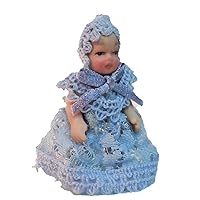Melody Jane Dollhouse Victorian Baby in Blue Lace Miniature Porcelain People