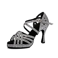 Women's Peep Toe Cross Strap Glitter Synthetic Platform Salsa Tango Wedding Shoes