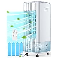 3-IN-1 Evaporative Air Cooler, Swamp Cooler Air Conditioner Portable for 1 Room w/Remote, 3 Speeds & 2 Modes, 70° Oscillation & 7H Timer, Windowless Evaporative Cooler for Indoor Office Home