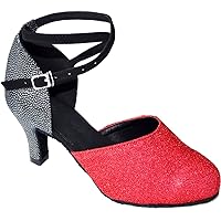 Womens Pratice Latin Shoes Salsa Ballroom Pumps Jazz Heeled Tango Chacha Closed Toe Bachata Shoes Customized Heel