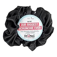 Scunci by Conair The Original Scrunchie hair accessories - hair accessories for women - Jumbo Size in Washable Black Nylon Silk- 1 Count