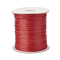 100 Yards Red Korean Waxed Polyester Cord Thread Necklace Bracelet Wire Strings Braided Beading Cord Thread 2mm with Spool for Jewelry Making Macrame Supplies
