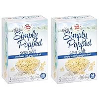 JOLLY TIME Simply Popped Sea Salt Vegan Dairy Free Lightly Salted Microwave Popcorn Gluten Free & Kosher Snack with Natural Whole Grain Kernels 3Count Box (Pack of 2)