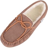 SNUGRUGS Womens Luxury Lambswool Suede Moccasin/Slipper with Rubber Sole