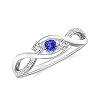 Natural Tanzanite Infinity Promise 3 Stone Ring for Women Girls in Sterling Silver / 14K Solid Gold/Platinum