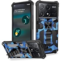 Ysnzaq Camo Case for Xiaomi Poco X6 Pro, Military Grade Shockproof Protective Phone Case with Kickstand for Xiaomi Poco X6 Pro MC Navy Blue
