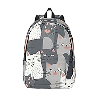 Canvas Backpack for Men Women Laptop Backpack Cute Funny Grey Cats Pattern Travel Rucksack Lightweight Canvas Daypack
