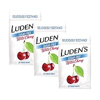 Luden's Sugar Free Wild Cherry Throat Drops, Sore Throat Relief, 25 Count (3 Pack)