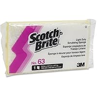 Scotch-Brite 08251 Light-Duty Scrubbing Sponge, #63, 3 1/2 x 5 5/8, Yellow/White