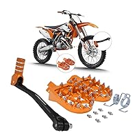 JFG RACING Motorcycle Folding Gear Shifter Shift Lever + Dirt Bike Foot Pegs CNC Universal for SX XC XCW 50cc - 125cc CRF XR RM KX KLX TTR PW SSR Apollo TAO TAO SDG Dirt Pit Bike Orange