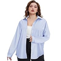 RITERA Plus Size Top for Womens Long Sleeve Button Down Plaid Shirt Casual Checkered Blouse XL-5XL