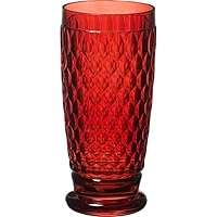 Boston Highball Glasses Set of 4 - Premium Crystal Glass - Red - 13.5 Ounces