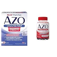 AZO Urinary Pain Relief Maximum Strength (24 Count) Fast Relief of UTI Pain, Burning & Urgency + Cranberry Urinary Tract Health Gummies, 2 Gummies = 1 Glass of Cranberry Juice 72 Count